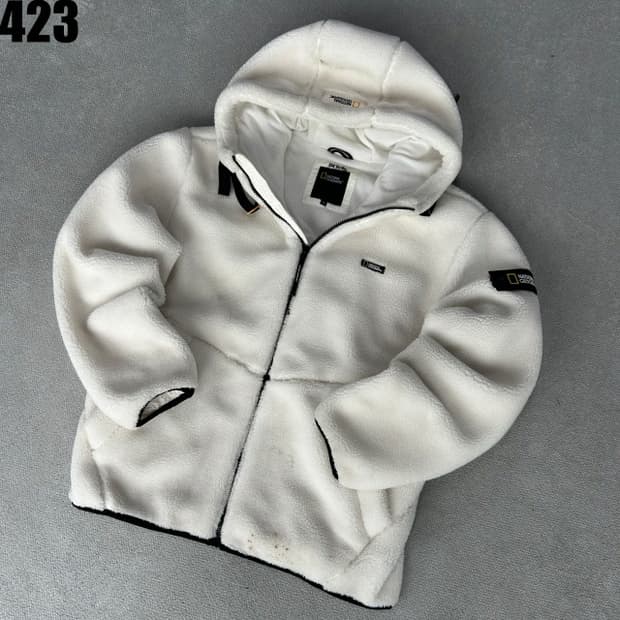 내셔널지오그래픽 후리스 후드집업 아이보리 XL