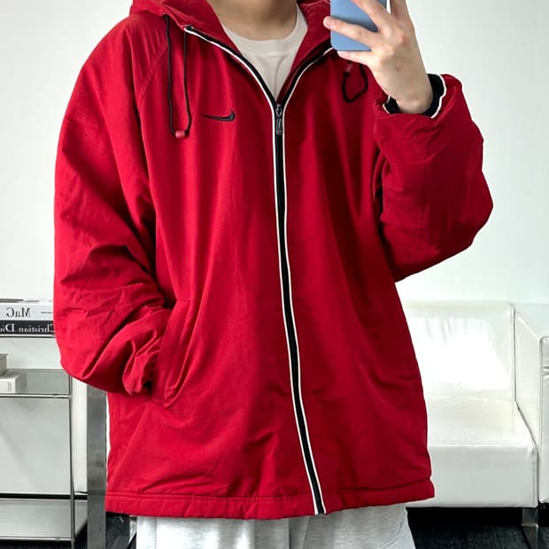 나이키 올드스쿨 레드 바람막이 자켓 XXL