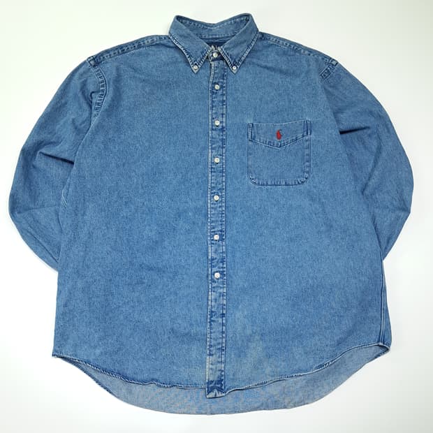 CL559 XL 폴로 90s 레드포니 빅셔츠 클래식 데님 셔츠 남방