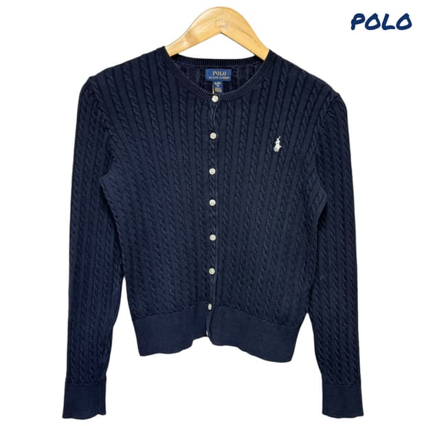3769 폴로 랄프로렌 네이비 꽈베기 케이블 니트가디건