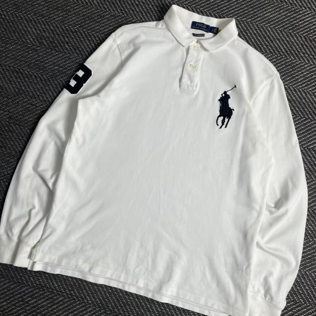 폴로 랄프로렌 빅포니 화이트 pk 카라 긴팔 티셔츠 y 3710