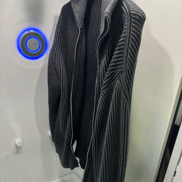 어널러코드 하이넥 투톤 니트 집업 (블랙) - L