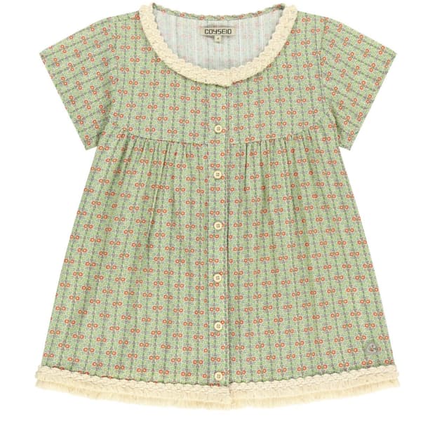 FRINGE SHIRRING BLOUSE LIGHT GREEN