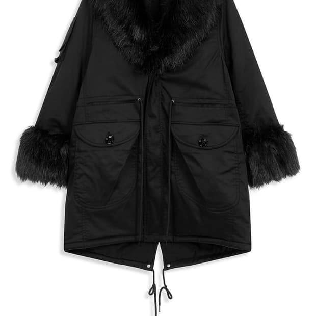 Openyy faux fur trimming safari jacket