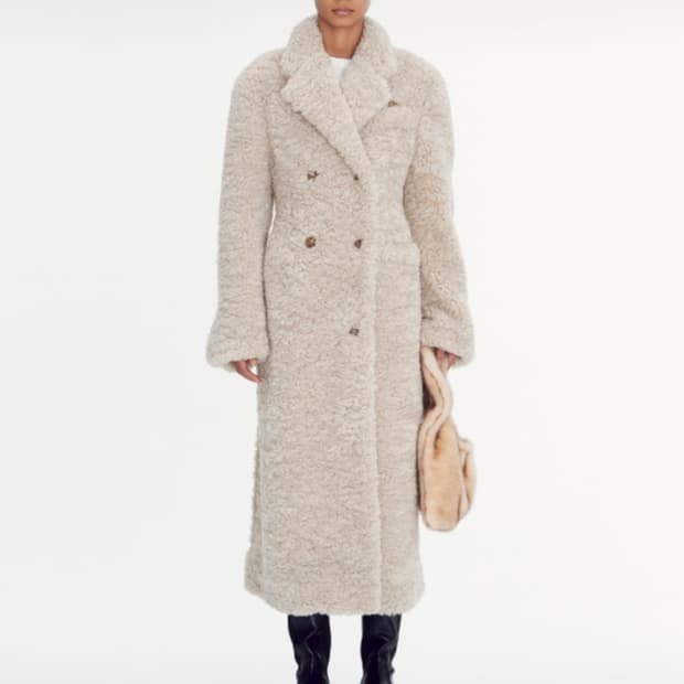 렉토 에코 퍼 더블 브레스트 테디 코트 S