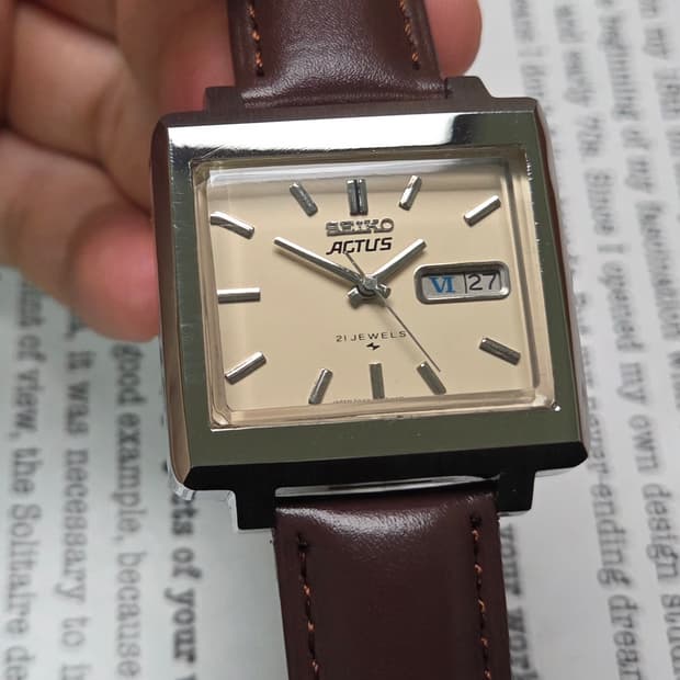 빈티지 세이코 액투스 SS 테레비 샌드베이지 로만 데이데이트 오토매틱
