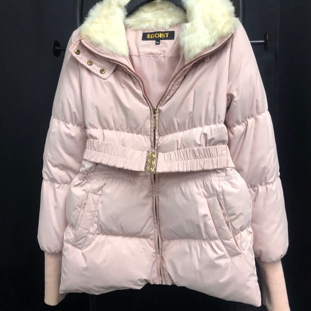 에고이스트 벨트패딩 핑크 벨티드 덕다운 패딩