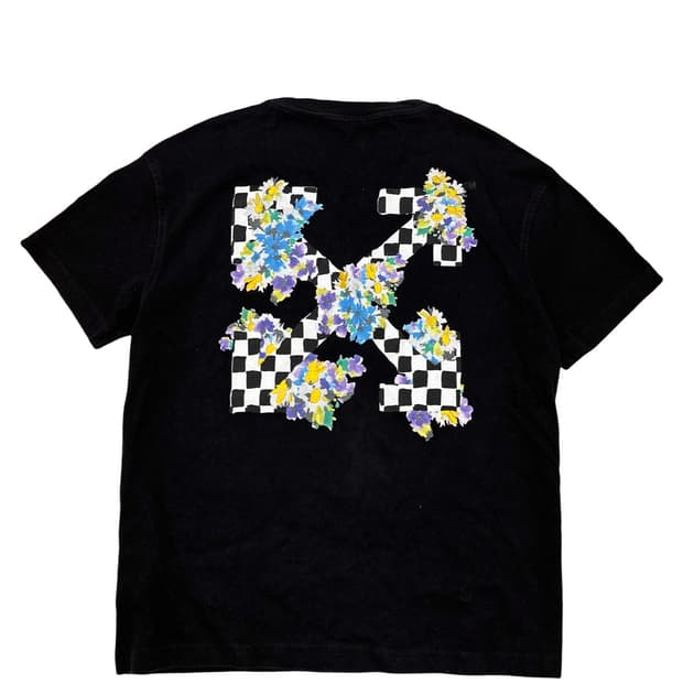 오프화이트 플라워 애로우 블랙 반팔티