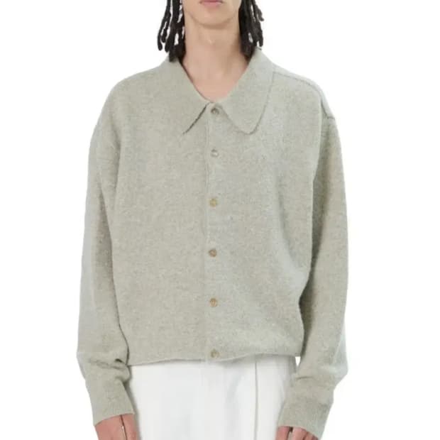 브라운야드 알파카 카라 가디건 라이트 올리브 2사이즈