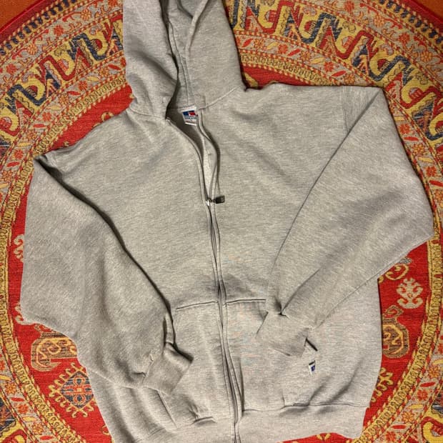 미제 러셀 빈티지 후드집업 그레이 L