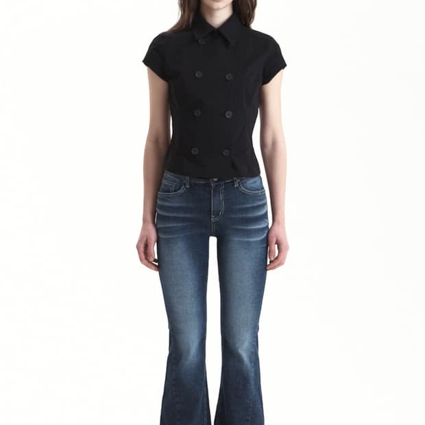 시너진 더블 숏 슬리브 자켓 블랙 double short sleeve 