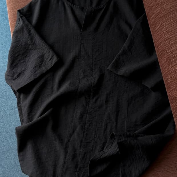 Rayon design loose silhouette shirt p/o