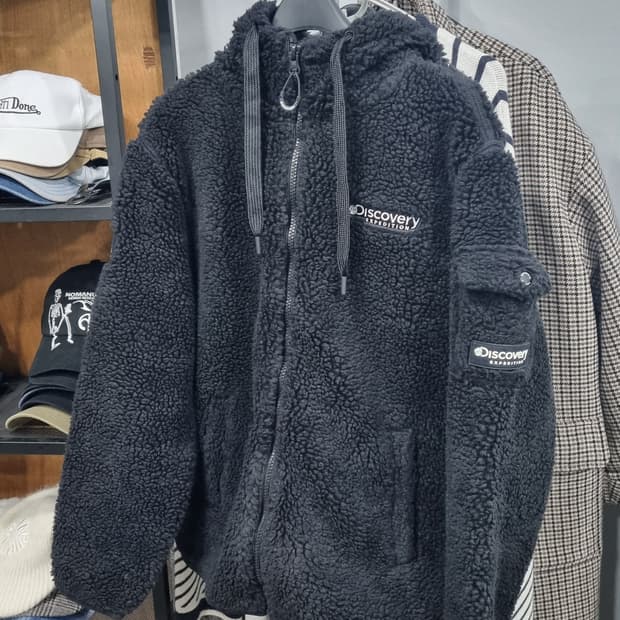 디스커버리 여성용 95사이즈 검정색 뽀그리 후리스 카고 후드자켓