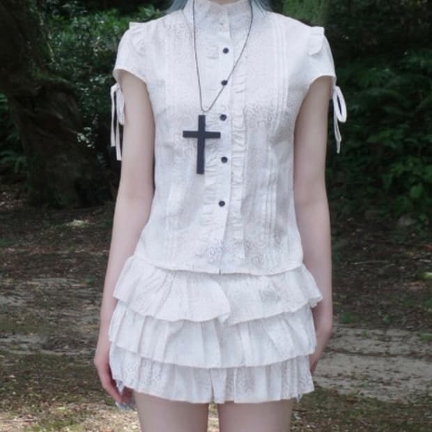 화이트 호피 블라우스 스커트 셋업 고스키치