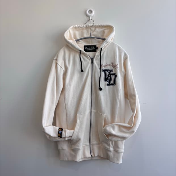 VON DUTCH 뒤판 자수 포인트 아이보리 후드집업