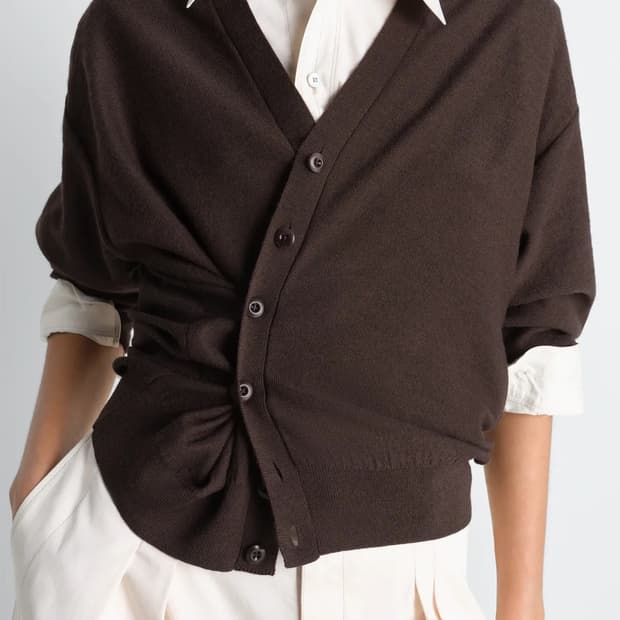 [M]르메르 26ss 트위스트 가디건/다크 카카오