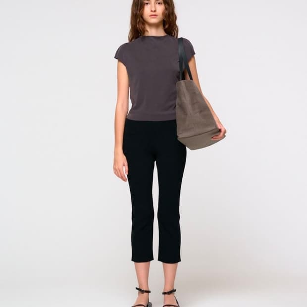 아모멘토 Jersey Mock Neck Top 저지 모크넥 탑 차콜
