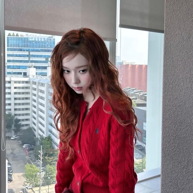 폴로 랄프로렌 울 캐시미어 가디건 레드