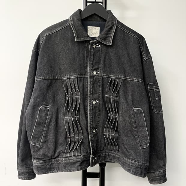 Crispy Club 셔링 플리츠 데님 자켓