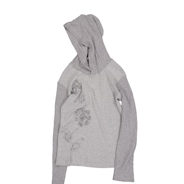 영마일웨어 flower knit slim hoodie_ grey