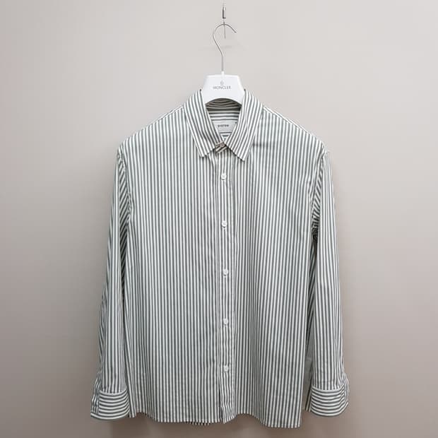 한섬 시스템 2023 그린 스트라이프 코튼 셔츠 100사이즈