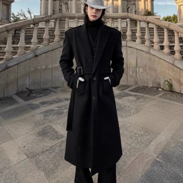 발리톤 / 패딩 숄더 버클 울 코트 / L ( 105)