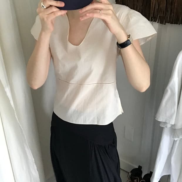 v-neck cotton blouse