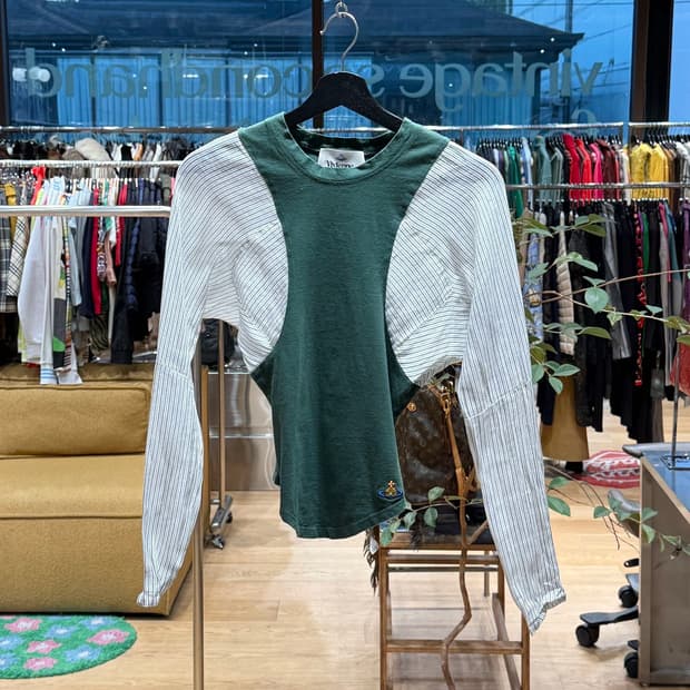 비비안 웨스트우드 그린 스트라이프 롱슬리브 