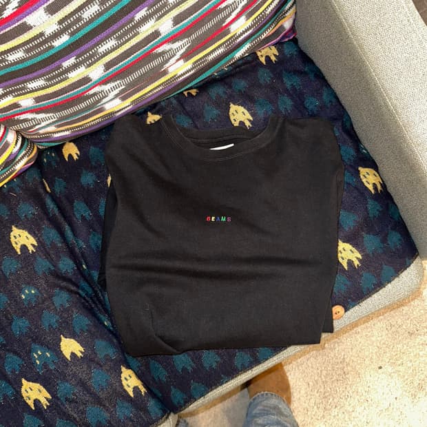 Beams color small logo cotton sleeve