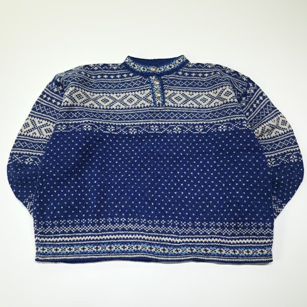 CL072 엘엘빈 미국판 울혼방 메탈버튼 블루 노르딕 헨리넥 니트