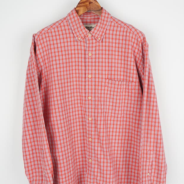 00's EDDIE BAUER plaid BD shirt
