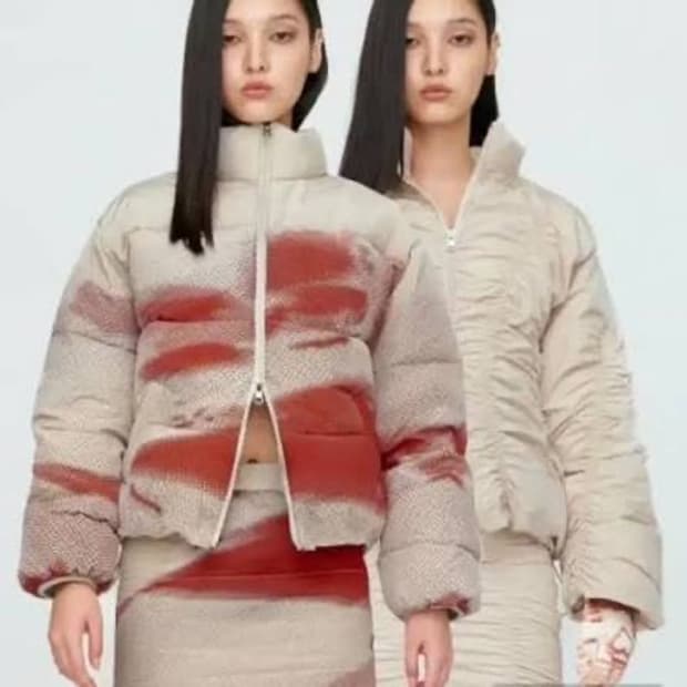 나체 리버시블 패딩 레드/베이지