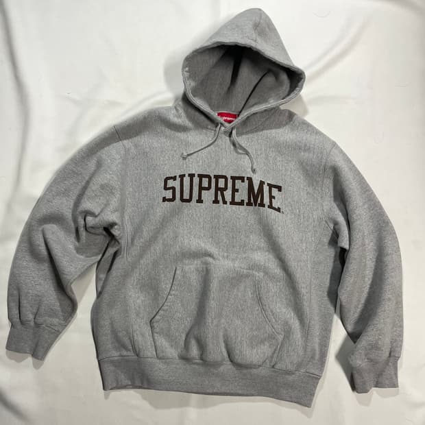 슈프림 23fw 바시티 후드 그레이
