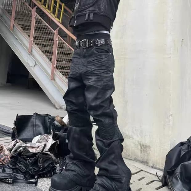 Wrinkled Flared Pants