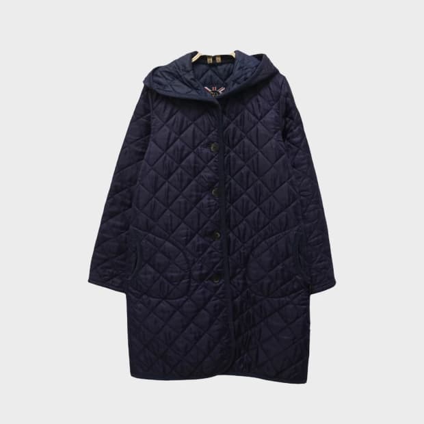 라벤햄 퀼팅 미디 후드 패딩 63843