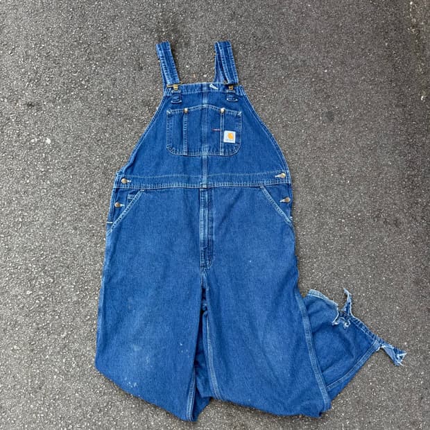 칼하트 데님 싱글니 오버롤 