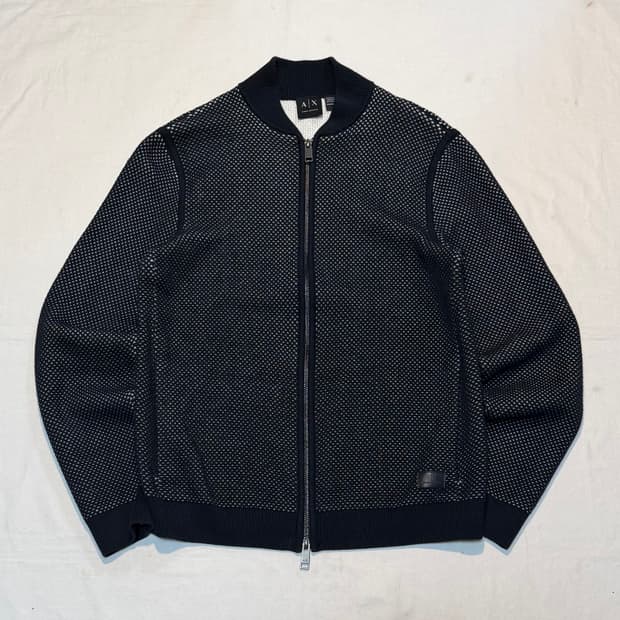 아르마니 익스체인지 니트집업 져지 블루종 투톤