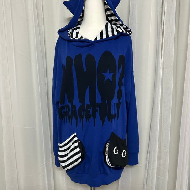 펑크 네코미미 오버핏 후드티