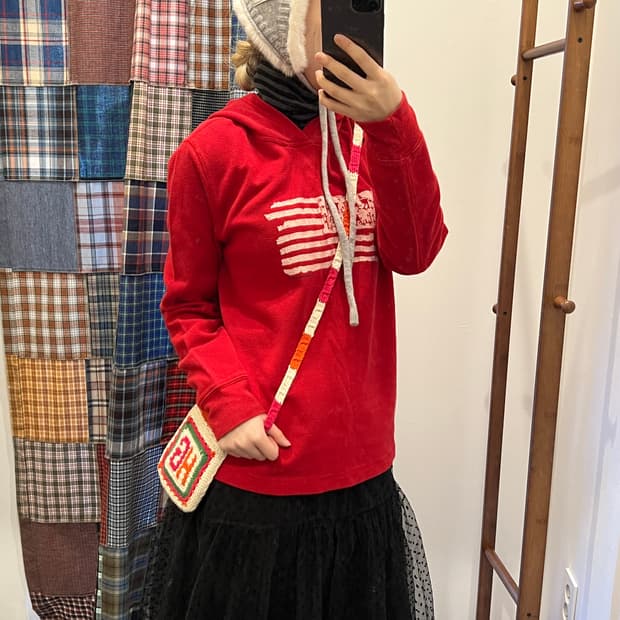 폴로 레드 아메리칸 니트 후드