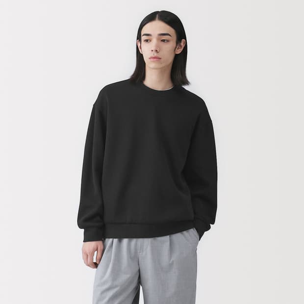 (XL) 무인양품 이중편직 스웻 셔츠 블랙