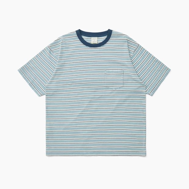 Khakis Border S/S Tee Blue M  새상품