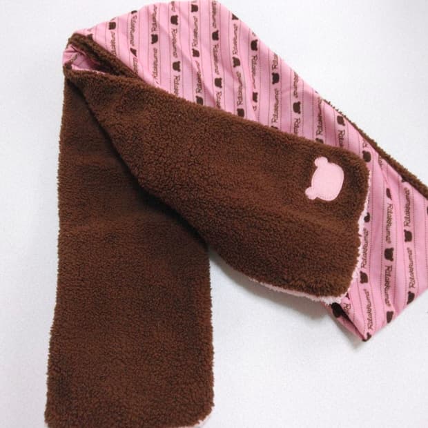 리락쿠마 딸기초코 폭닥 머플러 딸초 핑크 브라운 코리락쿠마 산엑스 고전