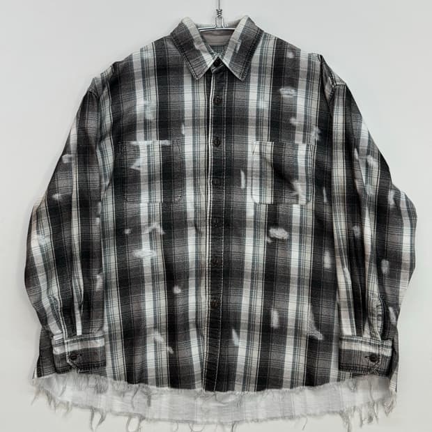 지에다 플란넬 데미지 셔츠 브라운 체크 23FW