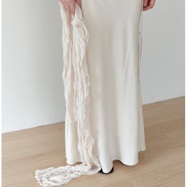 더릴 소프트 플리츠 스카프 - Ivory