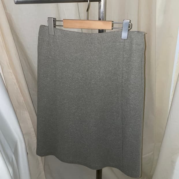 vintage mint gray boucle midi skirt