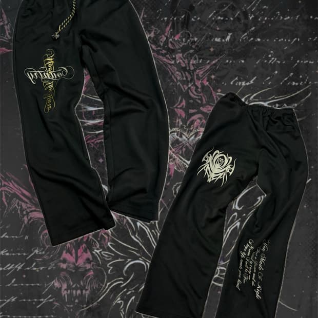 Y2K cross lettering Glitter pants
