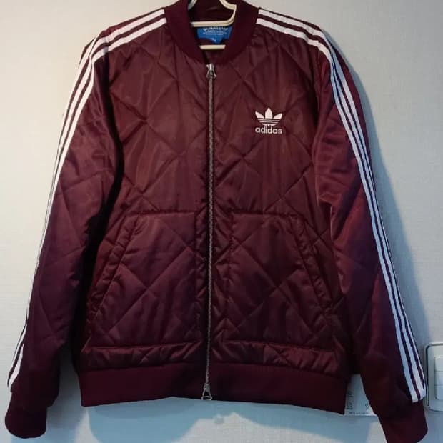 아디다스 퀄팅 마룬 버건디 트랙탑 저지 져지집업 90/S