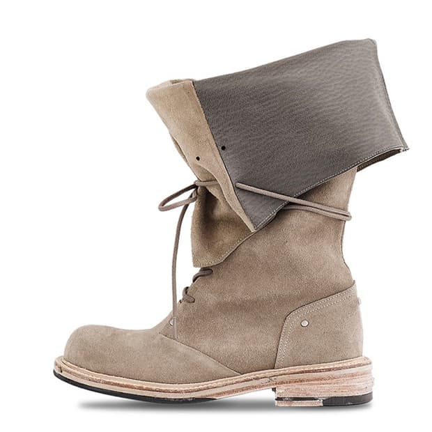 negativethree folded lace-up long boots