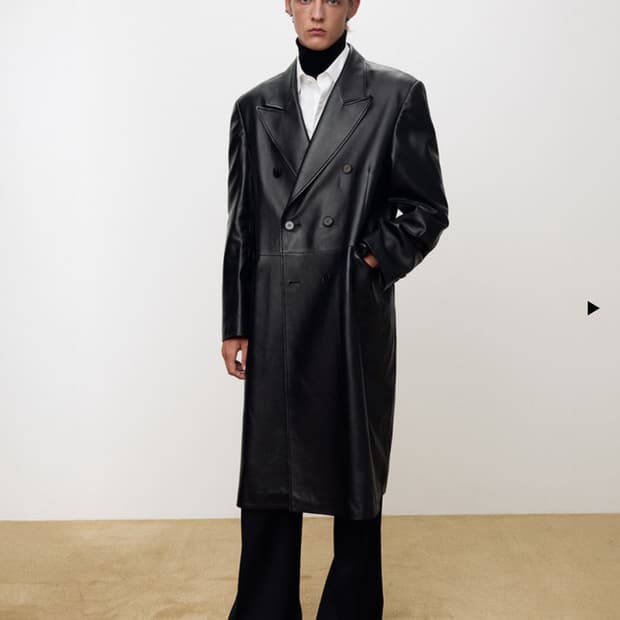 미시착새상품 토니웩 레더 더블 코트 블랙 L