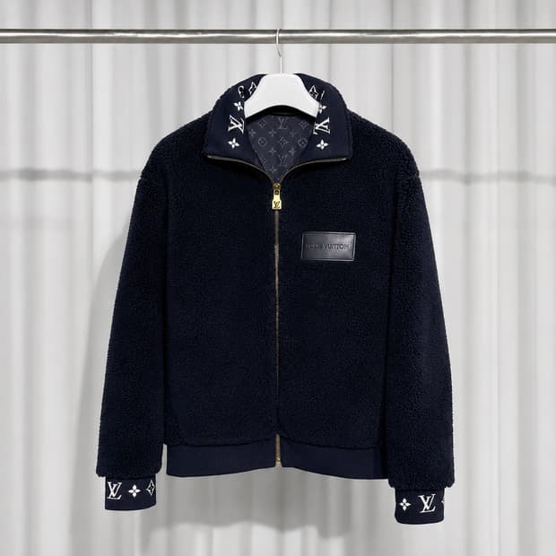 [새상품급/2XL] 25FW 루이비통 레더 패치 플리스 블루종 